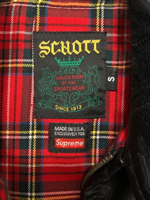 Schott（ショット）Schott (ショット) SUPREME (シュプリーム) Leather Harrington ブラック サイズ:Sの古着・服飾アイテム