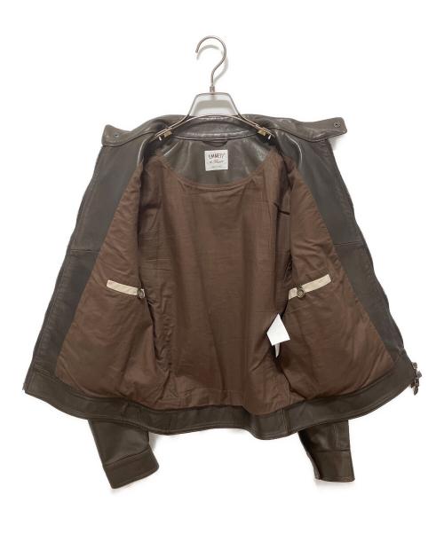 EMMETI（エンメティ）EMMETI (エンメティ) ラムレザージャケット ブラウン サイズ:44の古着・服飾アイテム