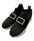 +DIANAプラスダイアナ）の古着「ミッドカットクリスタルバックルニットソックススニーカー」｜ブラック
