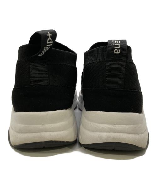 +DIANA（プラスダイアナ）+DIANA (プラスダイアナ) ミッドカットクリスタルバックルニットソックススニーカー ブラック サイズ:24.5cmの古着・服飾アイテム