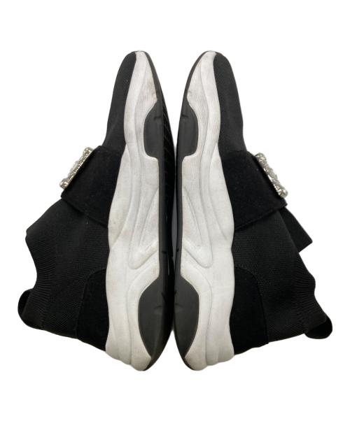 +DIANA（プラスダイアナ）+DIANA (プラスダイアナ) ミッドカットクリスタルバックルニットソックススニーカー ブラック サイズ:24.5cmの古着・服飾アイテム