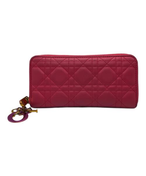 Dior（ディオール）DIOR (ディオール) チャーム付長財布 ショッキングピンクの古着・服飾アイテム