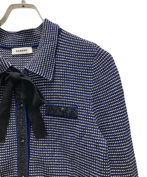 Sandro（サンドロ）Sandro (サンドロ) ニットカーディガン / Cropped Decorative Knit Cardigan ネイビー サイズ:3の古着・服飾アイテム
