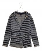 LARDINIラルディーニ）の古着「総柄ニット2Bテーラードジャケット」｜ネイビー