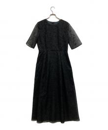 Kaene（カエン）の古着「フラワーフロッキードレス」｜ブラック