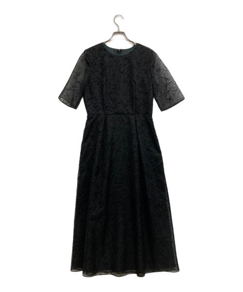 Kaene（カエン）kaene (カエン) フラワーフロッキードレス ブラック サイズ:38の古着・服飾アイテム