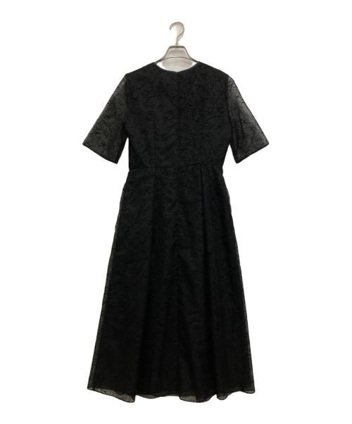 Kaene（カエン）kaene (カエン) フラワーフロッキードレス ブラック サイズ:38の古着・服飾アイテム