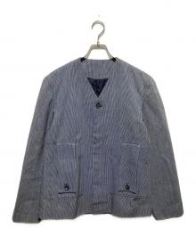 Edwina Horl（エドウィナ ホール）の古着「ストライプノーカラージャケット」｜ブルー