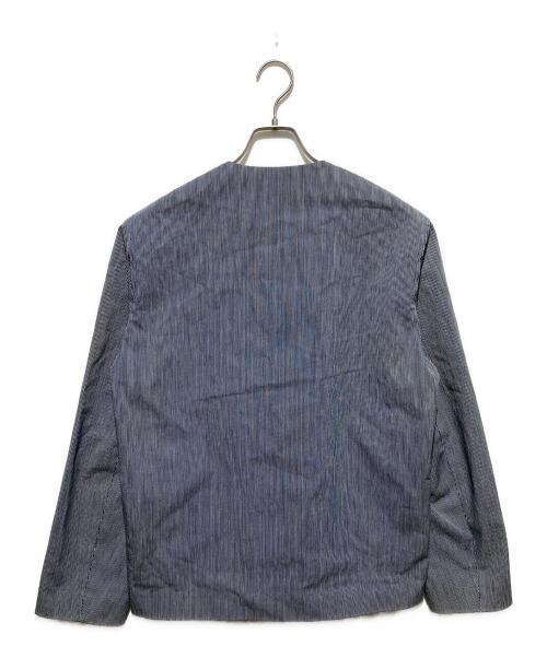 Edwina Horl（エドウィナ ホール）Edwina Horl (エドウィナ ホール) ストライプノーカラージャケット ブルー サイズ:Mの古着・服飾アイテム