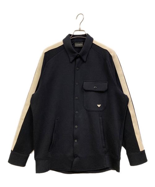 EMPORIO ARMANI（エンポリオアルマーニ）EMPORIO ARMANI (エンポリオアルマーニ) Double Jersey Shirt/ダブルジャージーシャツ ネイビー×ホワイト サイズ:SIZE Lの古着・服飾アイテム