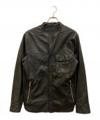 EMPORIO ARMANIエンポリオアルマーニ）の古着「レザーシャツジャケット」｜ブラック