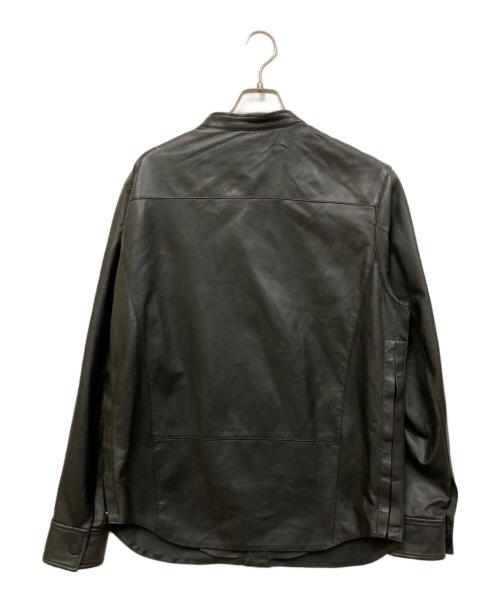 EMPORIO ARMANI（エンポリオアルマーニ）EMPORIO ARMANI (エンポリオアルマーニ) レザーシャツジャケット ブラック サイズ:48の古着・服飾アイテム