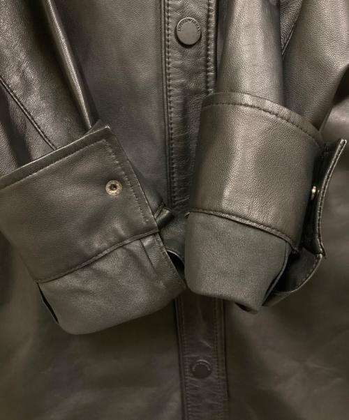 EMPORIO ARMANI（エンポリオアルマーニ）EMPORIO ARMANI (エンポリオアルマーニ) レザーシャツジャケット ブラック サイズ:48の古着・服飾アイテム