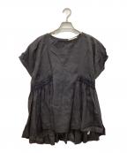 ne quittez pasヌキテパ）の古着「Ramie Smocking Short Sleeve Blouse」｜ブラック