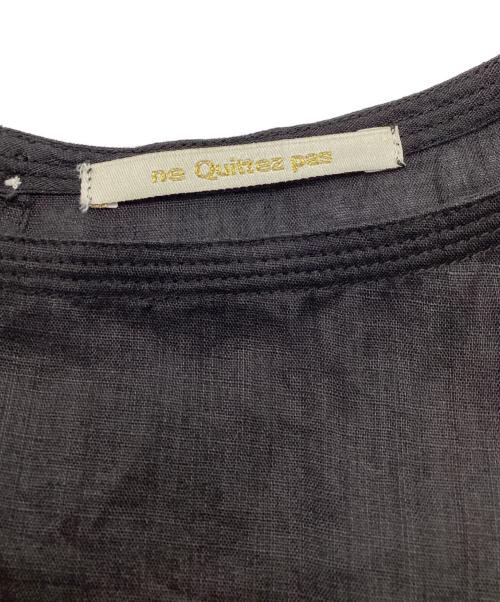 ne quittez pas（ヌキテパ）ne quittez pas (ヌキテパ) Ramie Smocking Short Sleeve Blouse ブラック サイズ:Freeの古着・服飾アイテム