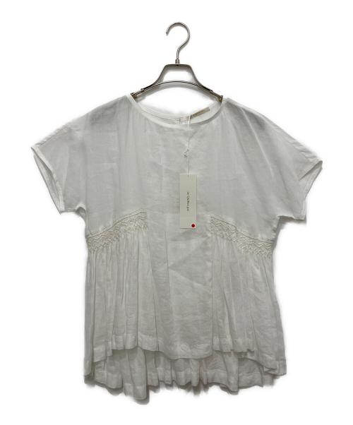 ne quittez pas（ヌキテパ）ne quittez pas (ヌキテパ) Ramie Smocking Short Sleeve Blouse ホワイト サイズ:FREEの古着・服飾アイテム