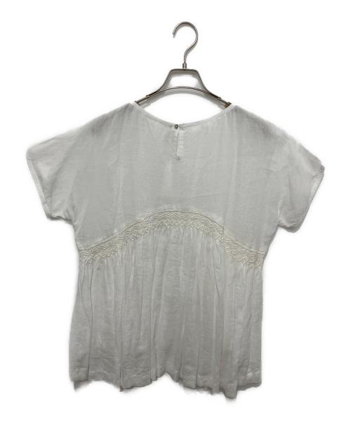 ne quittez pas（ヌキテパ）ne quittez pas (ヌキテパ) Ramie Smocking Short Sleeve Blouse ホワイト サイズ:FREEの古着・服飾アイテム