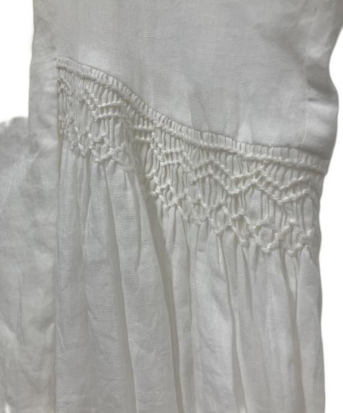 ne quittez pas（ヌキテパ）ne quittez pas (ヌキテパ) Ramie Smocking Short Sleeve Blouse ホワイト サイズ:FREEの古着・服飾アイテム