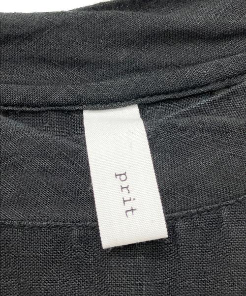 prit（プリット）prit (プリット) リネンフレンチスリーブワンピース ブラック サイズ:Freeの古着・服飾アイテム