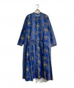 45Rフォーティファイブ・アール）の古着「シャンデリアフラワープリントのギャザードレス」｜ブルー