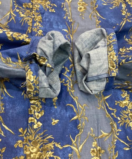 45R（フォーティファイブ・アール）45R (フォーティファイブ・アール) シャンデリアフラワープリントのギャザードレス ブルー サイズ:00の古着・服飾アイテム