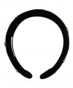 Jardin des cheveuxジャルダンドゥシュブー）の古着「flower pearl velourカチューシャ/フラワーパールベロア」｜ブラック