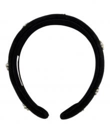 Jardin des cheveux（ジャルダンドゥシュブー）の古着「flower pearl velourカチューシャ/フラワーパールベロア」｜ブラック