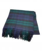 JOHNSTONS OF ELGINジョンストンズオブエルガン）の古着「大判カシミヤストール」｜ネイビー×グリーン