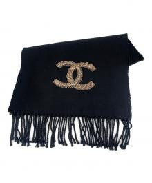CHANEL（シャネル）の古着「ウールカシミヤ ココマークマフラー」｜ブラック