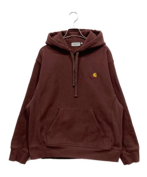 CarHartt（カーハート）CarHartt (カーハート) HOODED AMERICAN SCRIPT SWEAT ブラウン サイズ:Mの古着・服飾アイテム