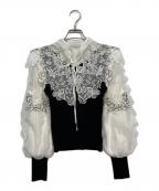 Snidelスナイデル）の古着「レースカラーニットプルオーバー」｜ブラック