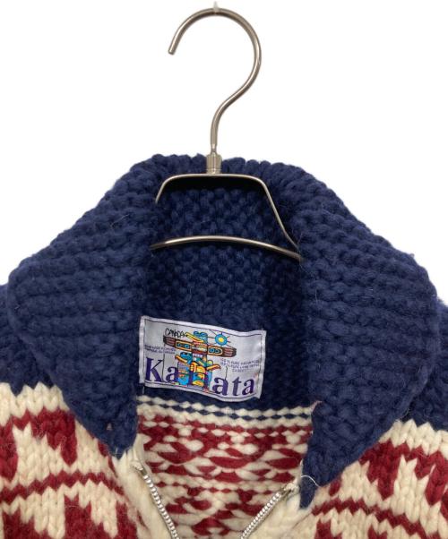 KANATA（カナタ）KANATA (カナタ) ノルディックカウチンニットカーディガン ネイビー サイズ:Freeの古着・服飾アイテム