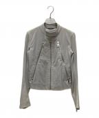 Maison Martin Margielaメゾンマルタンマルジェラ）の古着「レザーライダースジャケット」｜ライトグレー