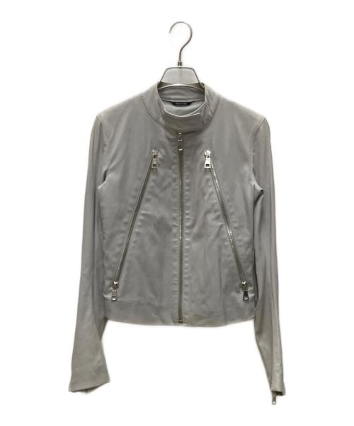 Maison Martin Margiela（メゾンマルタンマルジェラ）Maison Martin Margiela (メゾンマルタンマルジェラ) レザーライダースジャケット ライトグレー サイズ:SIZE 36の古着・服飾アイテム