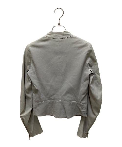 Maison Martin Margiela（メゾンマルタンマルジェラ）Maison Martin Margiela (メゾンマルタンマルジェラ) レザーライダースジャケット ライトグレー サイズ:SIZE 36の古着・服飾アイテム