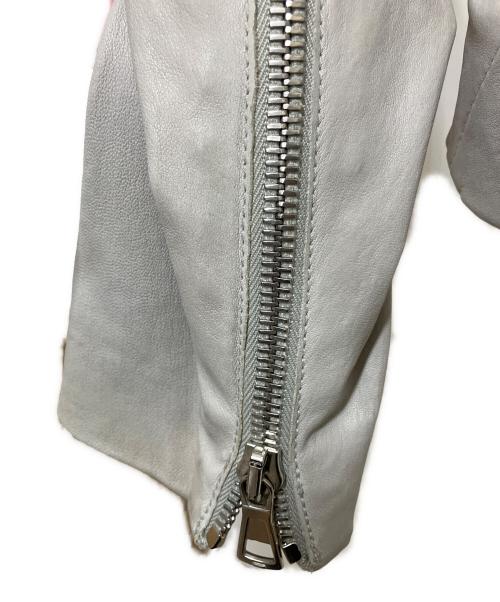 Maison Martin Margiela（メゾンマルタンマルジェラ）Maison Martin Margiela (メゾンマルタンマルジェラ) レザーライダースジャケット ライトグレー サイズ:SIZE 36の古着・服飾アイテム