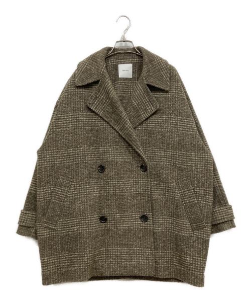 Spick and Span（スピック＆スパン）Spick and Span (スピックアンドスパン) Wスライバーチェックハーフコート ブラウン サイズ:36の古着・服飾アイテム