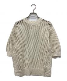 BEIGE（ベイジ）の古着「コットンメッシュ半袖クルーネックニット」｜アイボリー