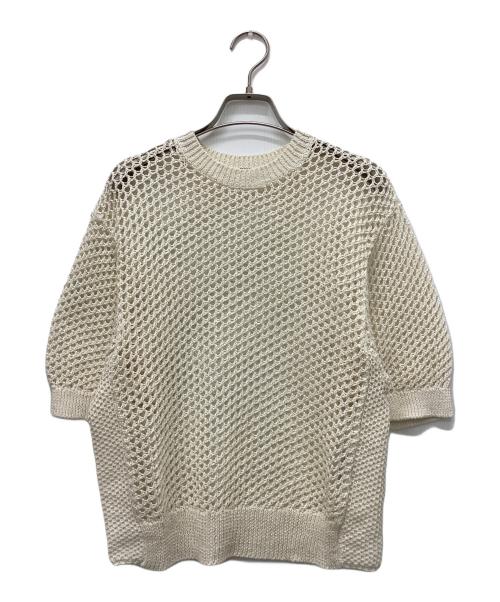 BEIGE（ベイジ）BEIGE (ベイジ) コットンメッシュ半袖クルーネックニット アイボリー サイズ:4の古着・服飾アイテム