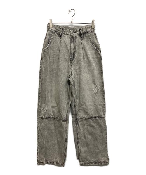 YENN（イエン）YENN (イエン) HIGH RISE TUCK WIDE PT グレー サイズ:38の古着・服飾アイテム