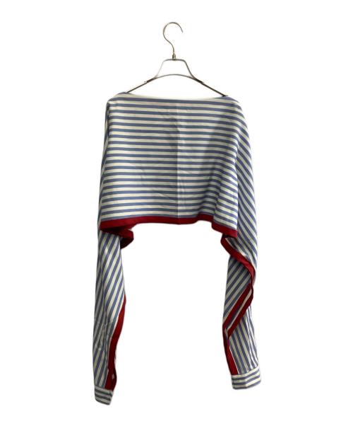 CINOH（チノ）CINOH (チノ) SUMMER WOOL CAPE BLOUSE ブルー サイズ:SIZE 38の古着・服飾アイテム