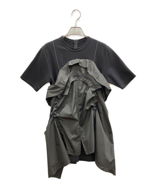 UN3D.（アンスリード）UN3D. (アンスリード) ターンオーバードッキングTシャツ ブラック サイズ:38の古着・服飾アイテム