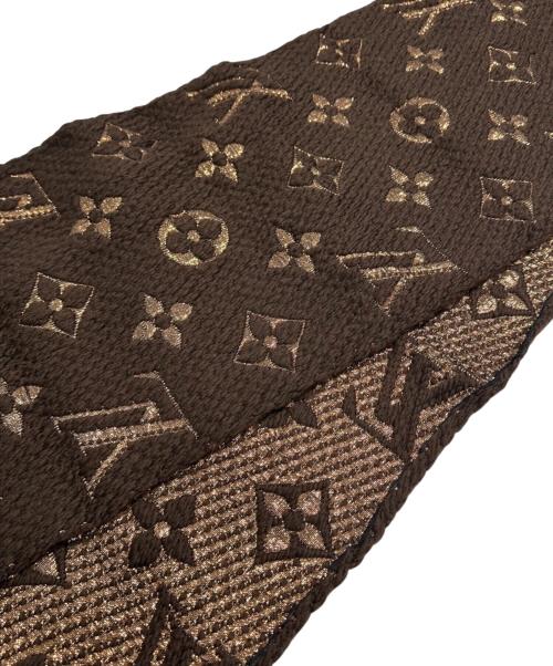 LOUIS VUITTON（ルイ ヴィトン）LOUIS VUITTON (ルイ ヴィトン) シルク混 エシャルプ ロゴマニア シャイン ブラウンの古着・服飾アイテム