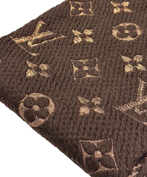 LOUIS VUITTON（ルイ ヴィトン）LOUIS VUITTON (ルイ ヴィトン) シルク混 エシャルプ ロゴマニア シャイン ブラウンの古着・服飾アイテム