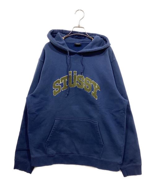 stussy（ステューシー）stussy (ステューシー) ロゴプルオーバーパーカー ネイビー サイズ:Lの古着・服飾アイテム