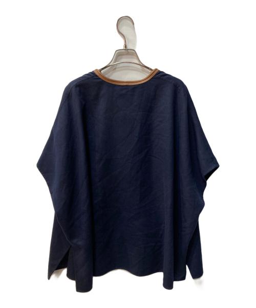 LORO PIANA（ロロピアーナ）LORO PIANA (ロロピアーナ) カシミヤシルク混ケープ ネイビー×ブラウン サイズ:Sの古着・服飾アイテム