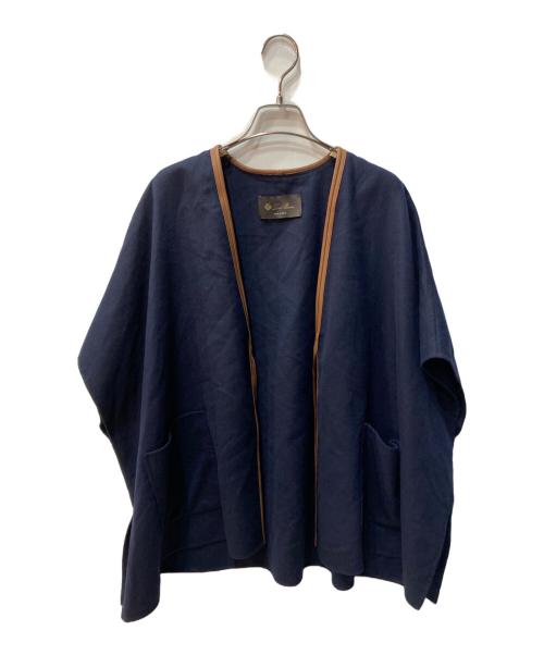 LORO PIANA（ロロピアーナ）LORO PIANA (ロロピアーナ) カシミヤシルク混ケープ ネイビー×ブラウン サイズ:Sの古着・服飾アイテム
