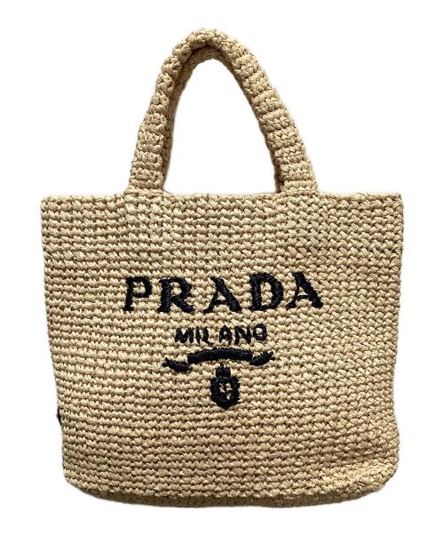 PRADA（プラダ）PRADA (プラダ) ラフィアトートバッグ ベージュの古着・服飾アイテム