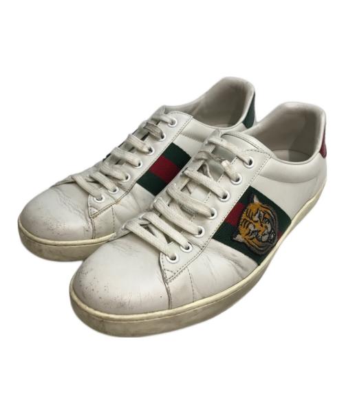 GUCCI（グッチ）GUCCI (グッチ) エンブロイダリー付き メンズ スニーカー ホワイト サイズ:SIZE 7の古着・服飾アイテム