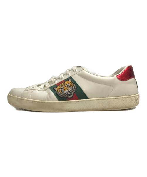 GUCCI（グッチ）GUCCI (グッチ) エンブロイダリー付き メンズ スニーカー ホワイト サイズ:SIZE 7の古着・服飾アイテム
